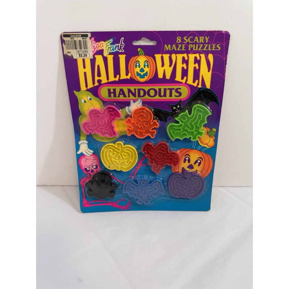 Vintage Lisa Frank Halloween Party‎ Favors 8 Scary Maze Puzzles Never Opened